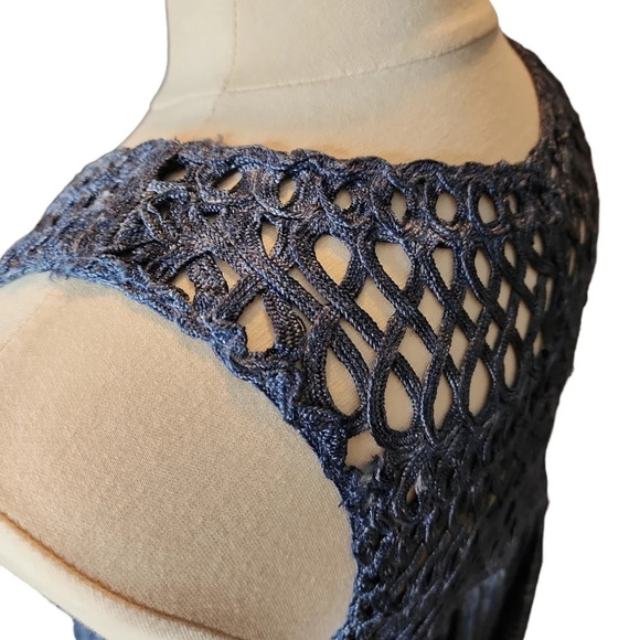 Pilcro and the Letterpress Anthropologie Macrame Tunic Dress Blue Size MP - Picture 6 of 15